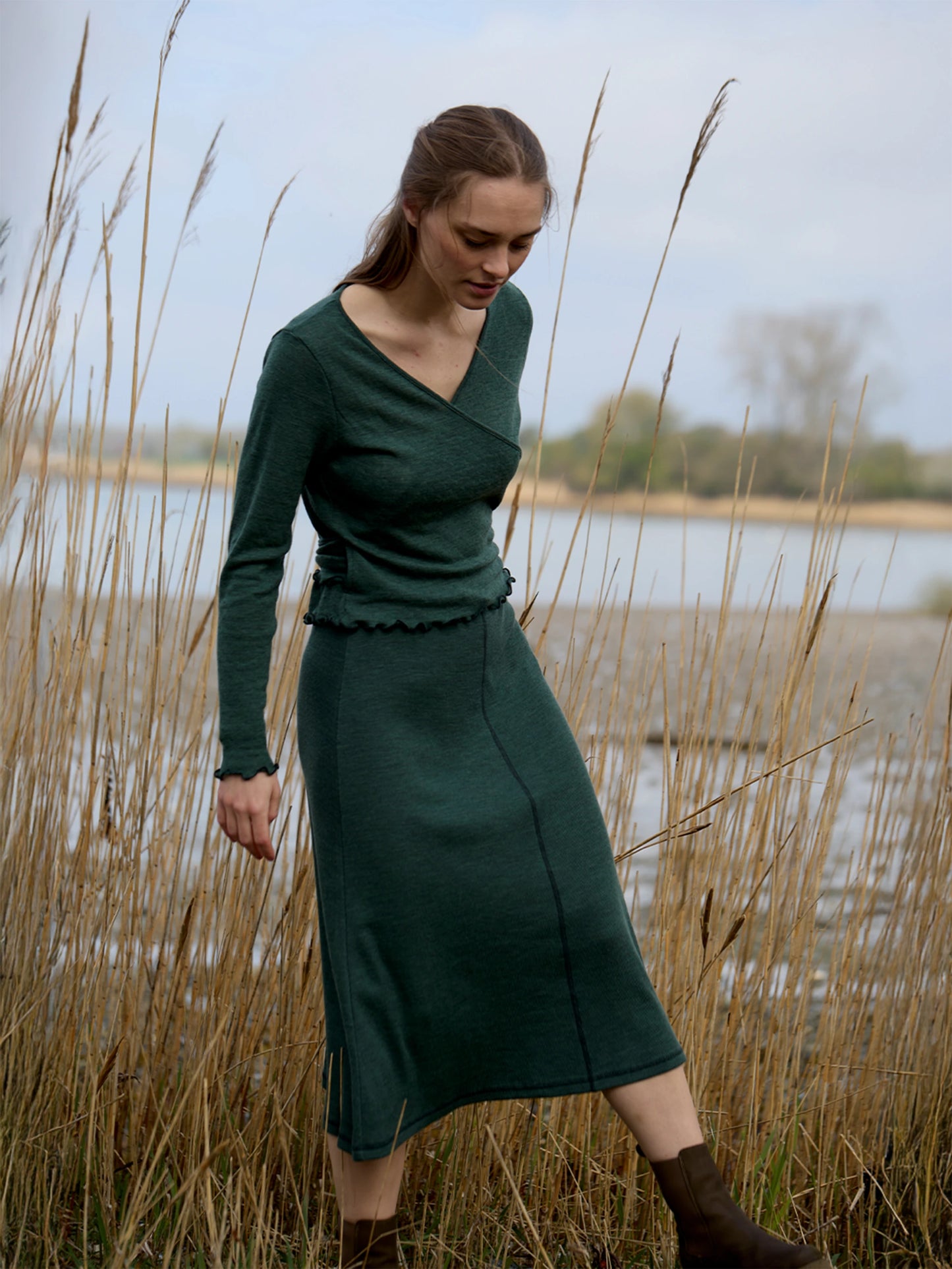 Green - Merino - Peysa - Wrap