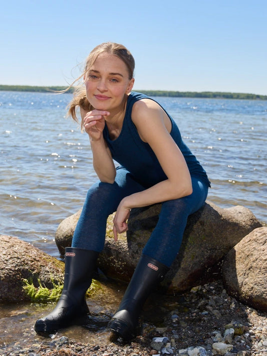 Petrol - Merino - Leggings - Eyelet