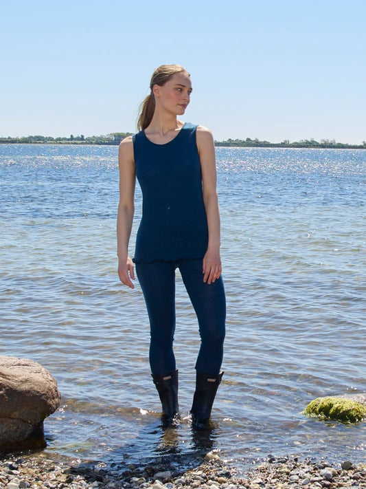 Petrol - Merino - Leggings - Eyelet