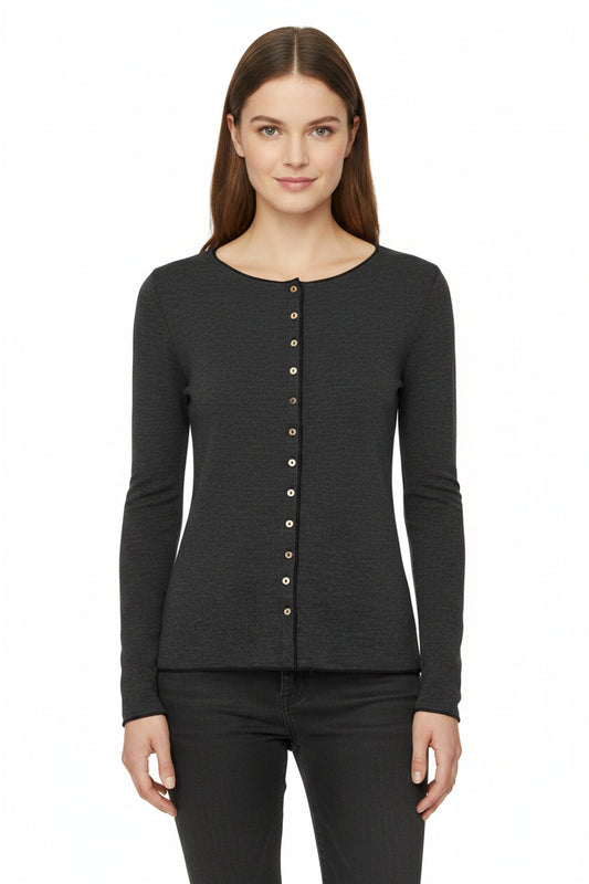 Anthracite - Merino - Peysa - Plain