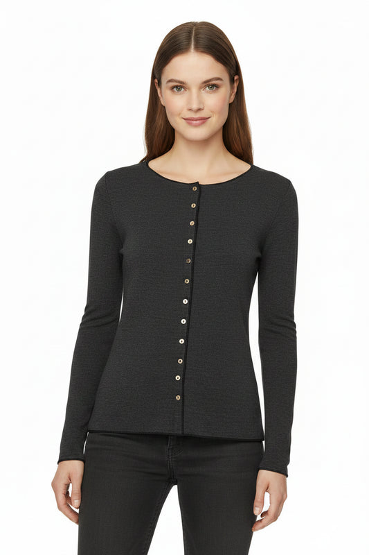 Anthracite - Merino - Peysa - Plain
