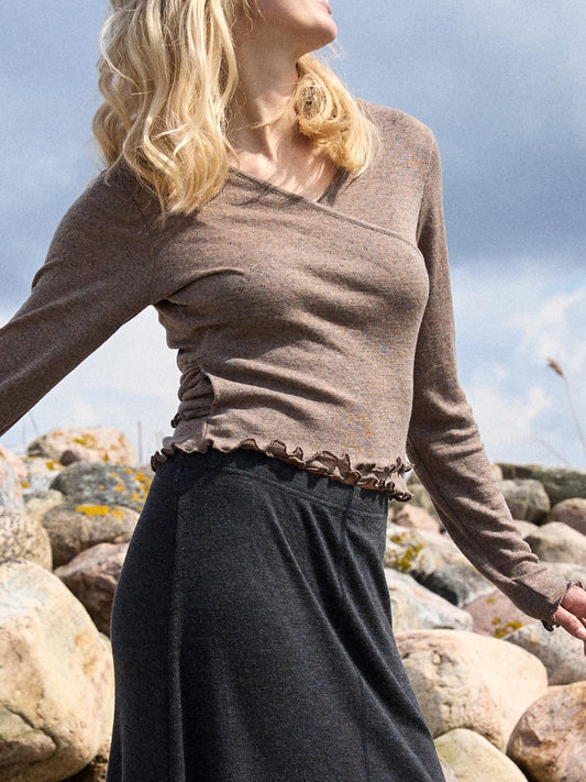 Brown - Merino - Peysa - Wrap